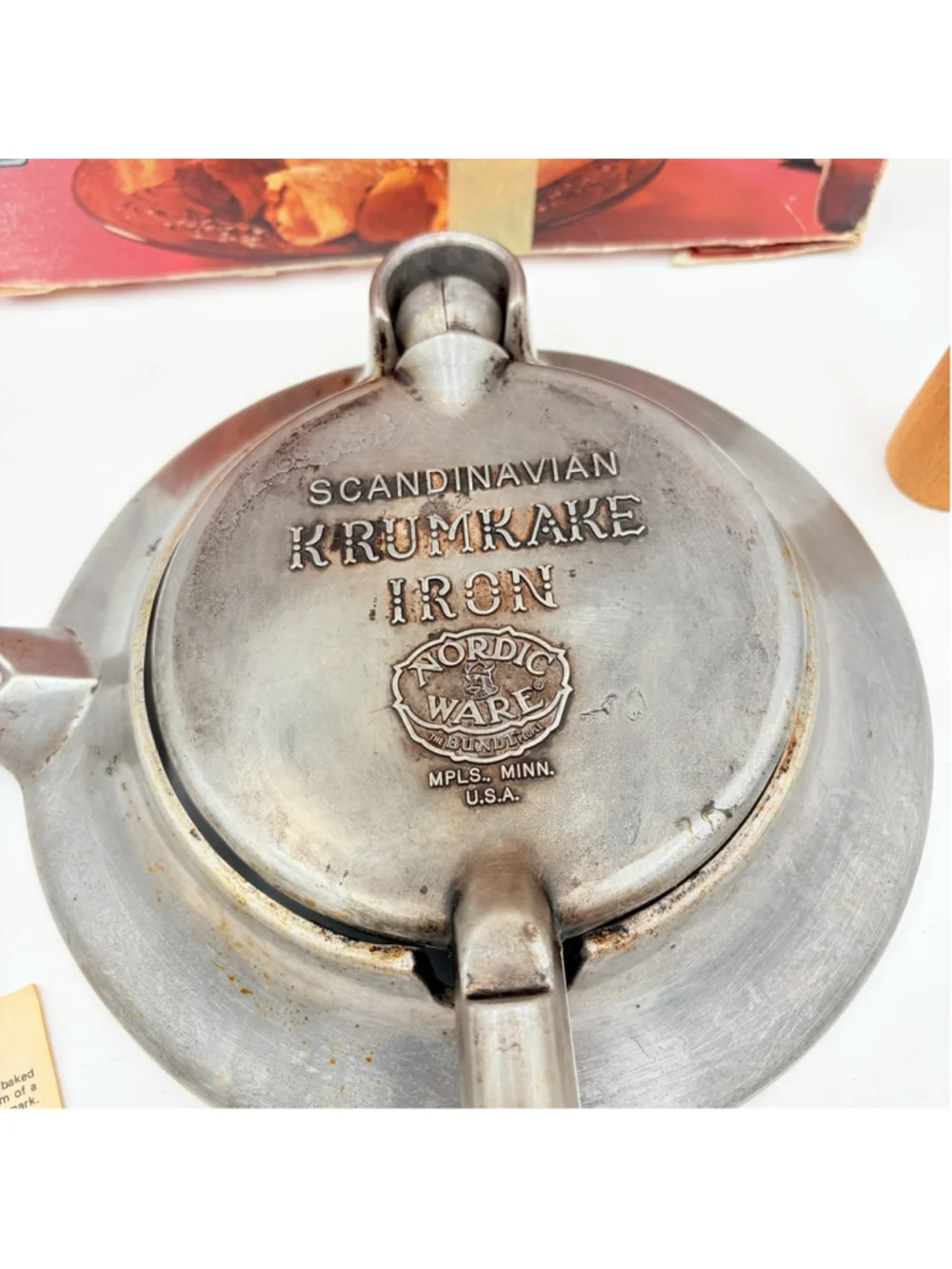 Nordic Ware Krumkake Iron with Rolling Cone Box Recipes Vintage USA